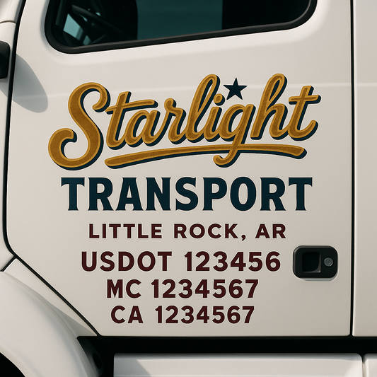 Custom Truck Door Decal Sticker Signs | Trucking or Business Name with City, USDOT, MC, CA Lettering Truck Signs
