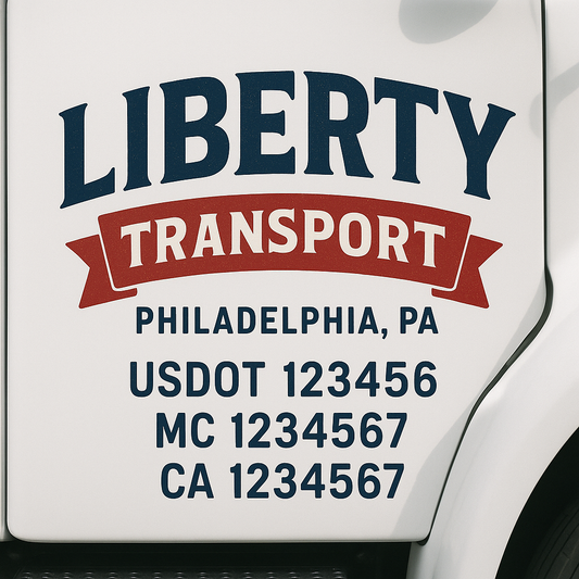 Custom Truck Door Decal Sticker Signs | Trucking or Business Name with City, USDOT, MC, CA Lettering Truck Signs