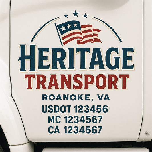 Custom Truck Door Decal Sticker Signs | Trucking or Business Name with City, USDOT, MC, CA Lettering Truck Signs