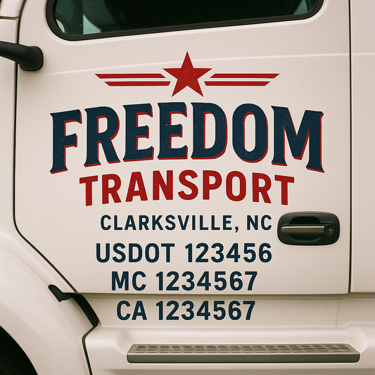 Custom Truck Door Decal Sticker Signs | Trucking or Business Name with City, USDOT, MC, CA Lettering Truck Signs