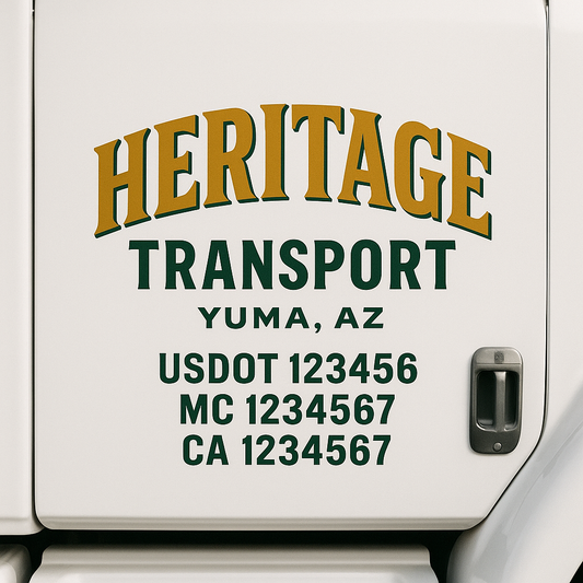 Custom Truck Door Decal Sticker Signs | Trucking or Business Name with City, USDOT, MC, CA Lettering Truck Signs
