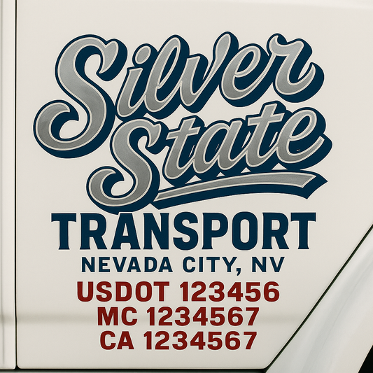 Custom Truck Door Decal Sticker Signs | Trucking or Business Name with City, USDOT, MC, CA Lettering Truck Signs