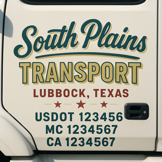 Custom Truck Door Decal Sticker Signs | Trucking or Business Name with City, USDOT, MC, CA Lettering Truck Signs