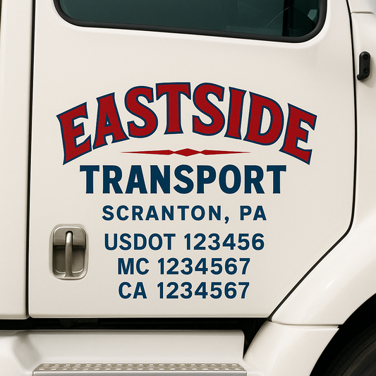 Custom Truck Door Decal Sticker Signs | Trucking or Business Name with City, USDOT, MC, CA Lettering Truck Signs