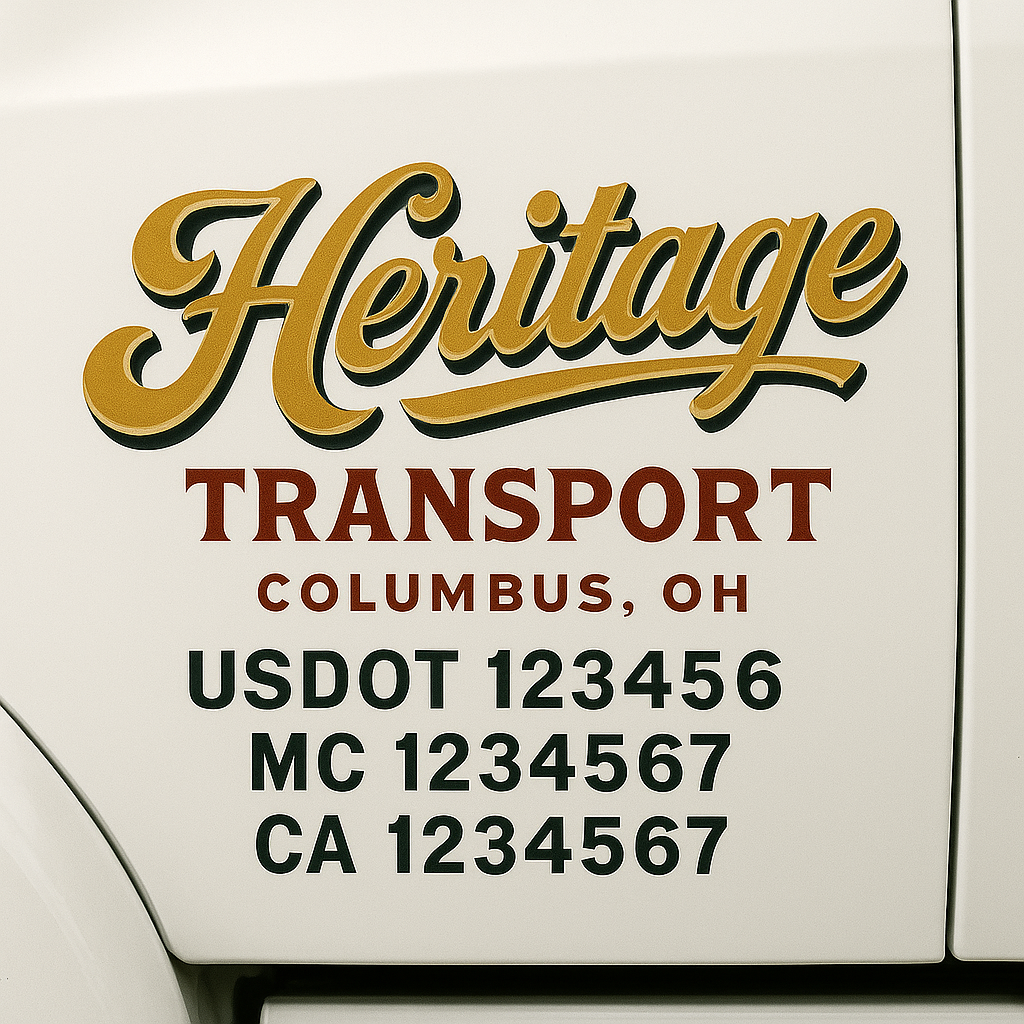 Custom Truck Door Decal Sticker Signs | Trucking or Business Name with City, USDOT, MC, CA Lettering Truck Signs