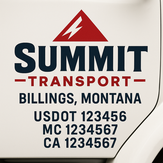 Custom Truck Door Decal Sticker Signs | Trucking or Business Name with City, USDOT, MC, CA Lettering Truck Signs