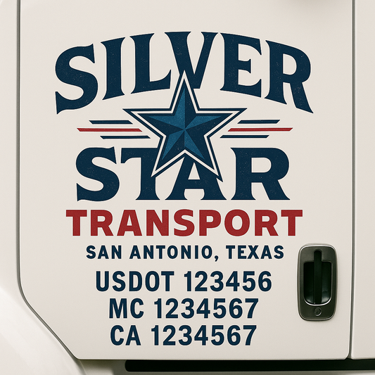 Custom Truck Door Decal Sticker Signs | Trucking or Business Name with City, USDOT, MC, CA Lettering Truck Signs
