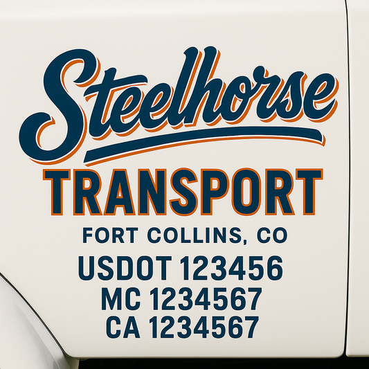Custom Truck Door Decal Sticker Signs | Trucking or Business Name with City, USDOT, MC, CA Lettering Truck Signs