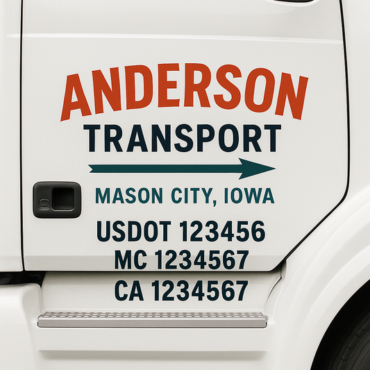 Custom Truck Door Decal Sticker Signs | Trucking or Business Name with City, USDOT, MC, CA Lettering Truck Signs