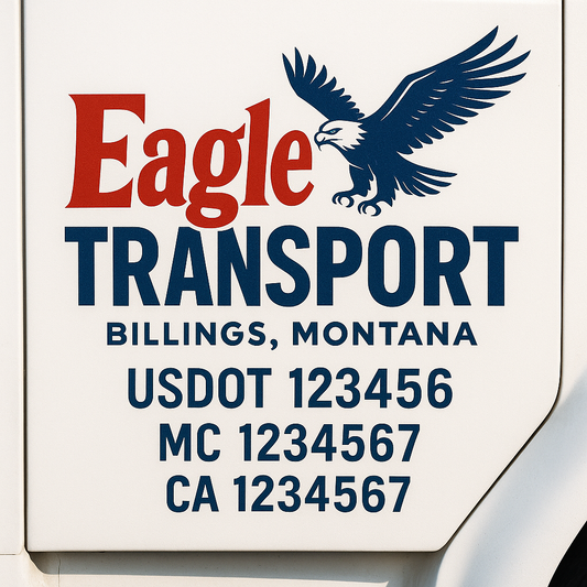 Custom Truck Door Decal Sticker Signs | Trucking or Business Name with City, USDOT, MC, CA Lettering Truck Signs