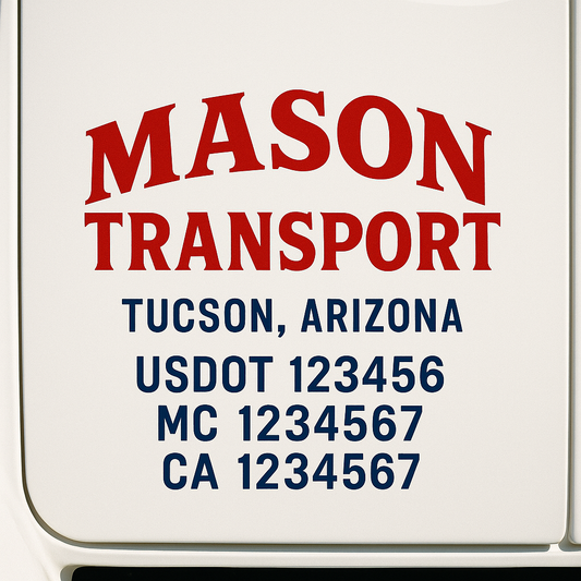 Custom Truck Door Decal Sticker Signs | Trucking or Business Name with City, USDOT, MC, CA Lettering Truck Signs
