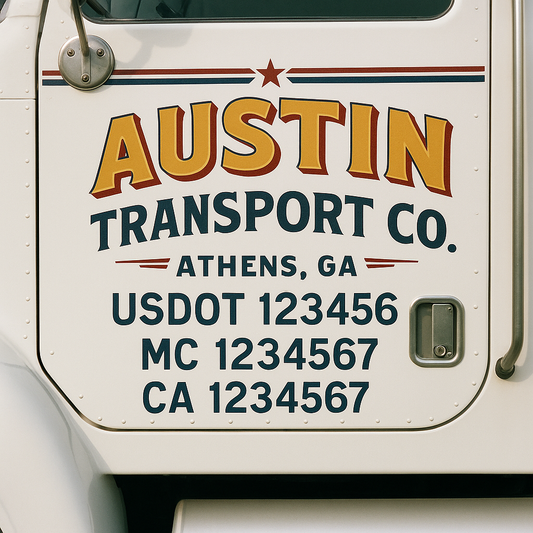 Custom Truck Door Decal Sticker Signs | Trucking or Business Name with City, USDOT, MC, CA Lettering Truck Signs