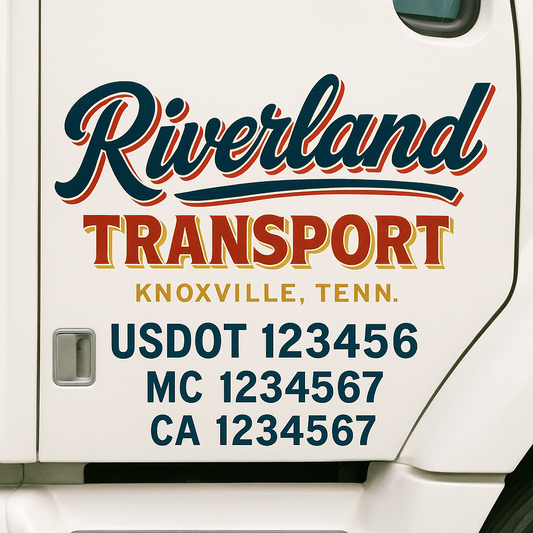 Custom Truck Door Decal Sticker Signs | Trucking or Business Name with City, USDOT, MC, CA Lettering Truck Signs