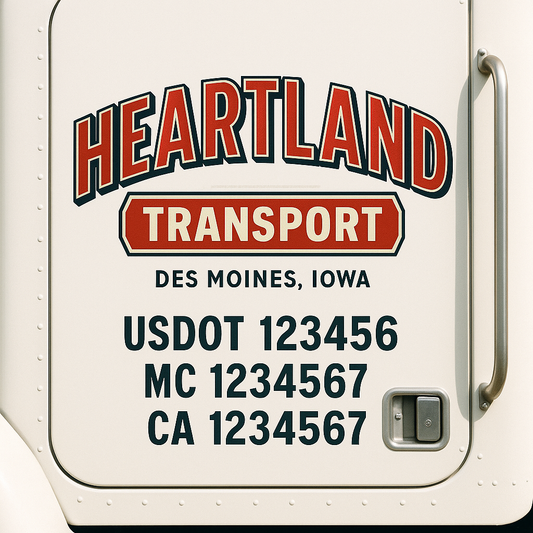 Custom Truck Door Decal Sticker Signs | Trucking or Business Name with City, USDOT, MC, CA Lettering Truck Signs