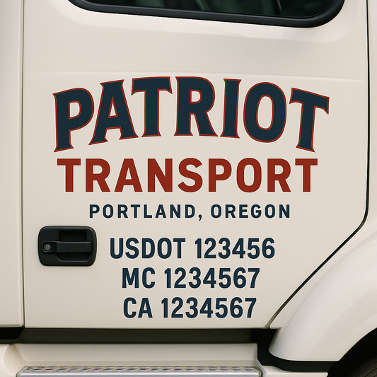 Custom Truck Door Decal Sticker Signs | Trucking or Business Name with City, USDOT, MC, CA Lettering Truck Signs