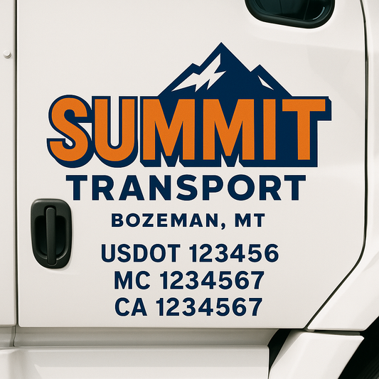 Custom Truck Door Decal Sticker Signs | Trucking or Business Name with City, USDOT, MC, CA Lettering Truck Signs