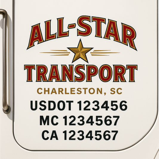 Custom Truck Door Decal Sticker Signs | Trucking or Business Name with City, USDOT, MC, CA Lettering Truck Signs