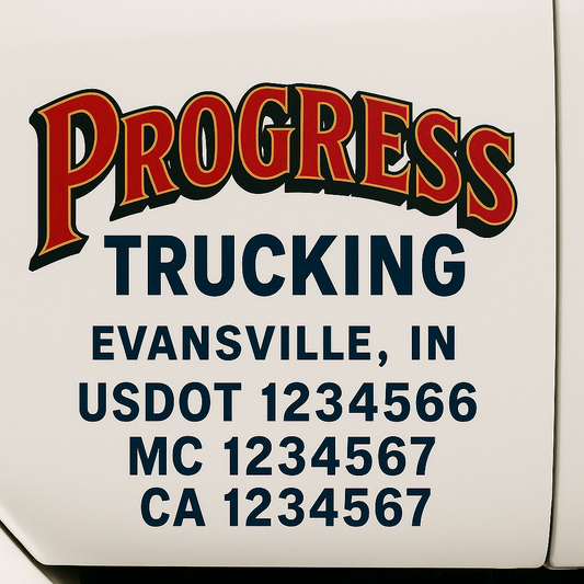 Custom Truck Door Decal Sticker Signs | Trucking or Business Name with City, USDOT, MC, CA Lettering Truck Signs