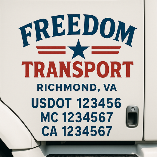 Custom Truck Door Decal Sticker Signs | Trucking or Business Name with City, USDOT, MC, CA Lettering Truck Signs