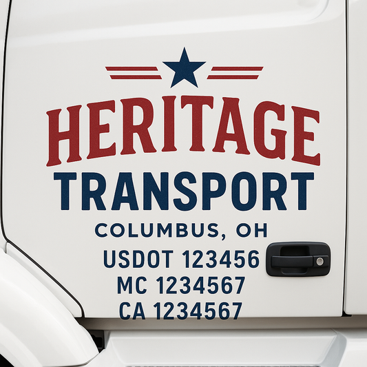 Custom Truck Door Decal Sticker Signs | Trucking or Business Name with City, USDOT, MC, CA Lettering Truck Signs