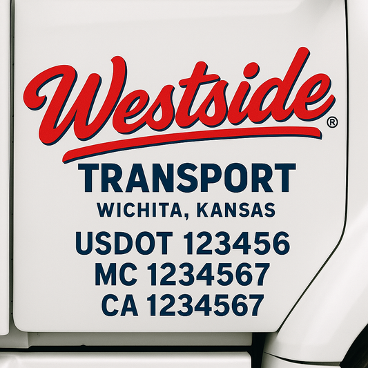 Custom Truck Door Decal Sticker Signs | Trucking or Business Name with City, USDOT, MC, CA Lettering Truck Signs