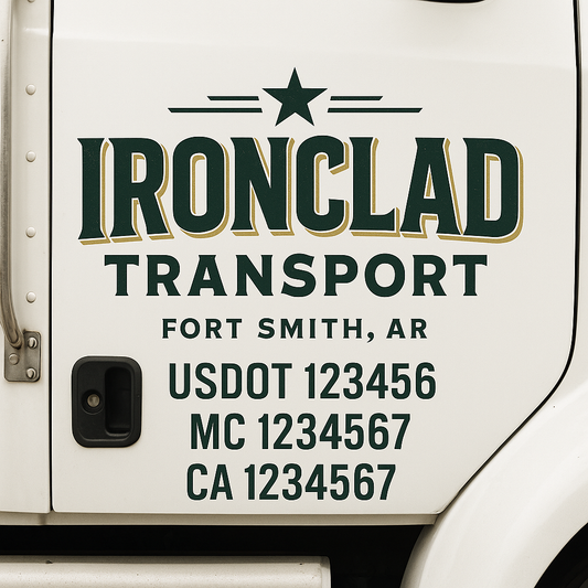 Custom Truck Door Decal Sticker Signs | Trucking or Business Name with City, USDOT, MC, CA Lettering Truck Signs