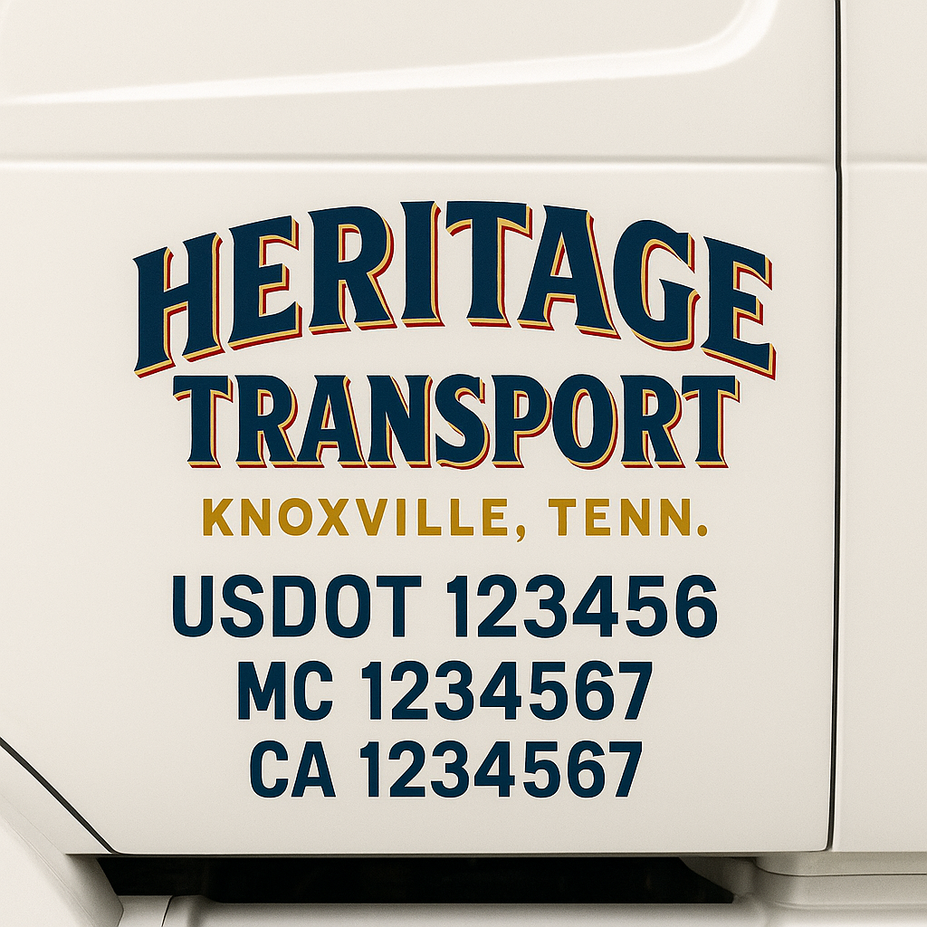 Custom Truck Door Decal Sticker Signs | Trucking or Business Name with City, USDOT, MC, CA Lettering Truck Signs