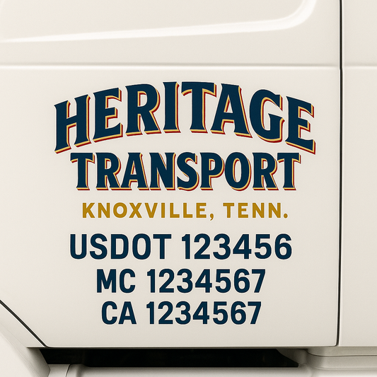 Custom Truck Door Decal Sticker Signs | Trucking or Business Name with City, USDOT, MC, CA Lettering Truck Signs