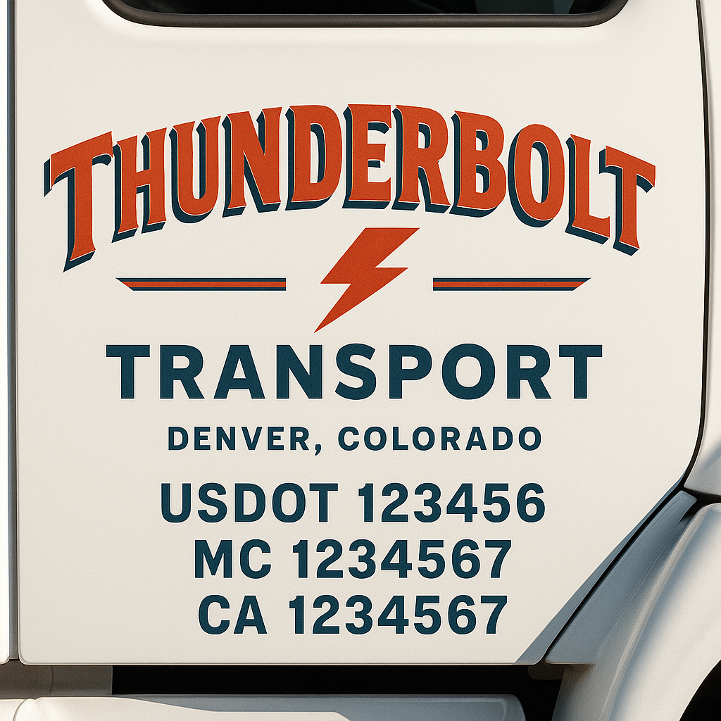 Custom Truck Door Decal Sticker Signs | Trucking or Business Name with City, USDOT, MC, CA Lettering Truck Signs
