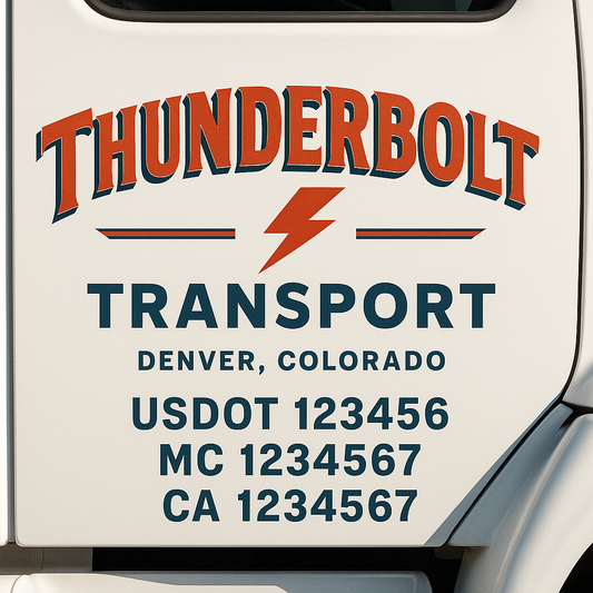 Custom Truck Door Decal Sticker Signs | Trucking or Business Name with City, USDOT, MC, CA Lettering Truck Signs
