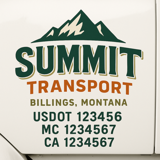 Custom Truck Door Decal Sticker Signs | Trucking or Business Name with City, USDOT, MC, CA Lettering Truck Signs