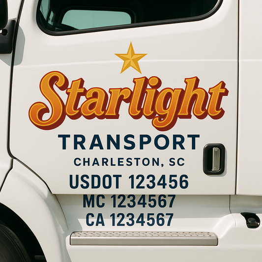 Custom Truck Door Decal Sticker Signs | Trucking or Business Name with City, USDOT, MC, CA Lettering Truck Signs