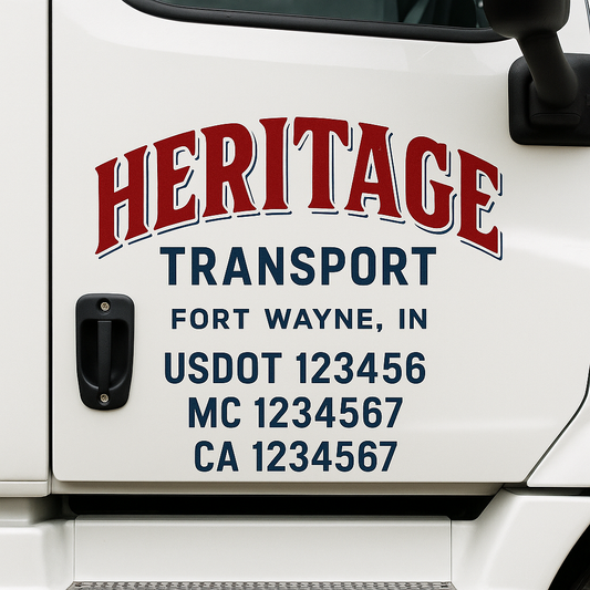 Custom Truck Door Decal Sticker Signs | Trucking or Business Name with City, USDOT, MC, CA Lettering Truck Signs