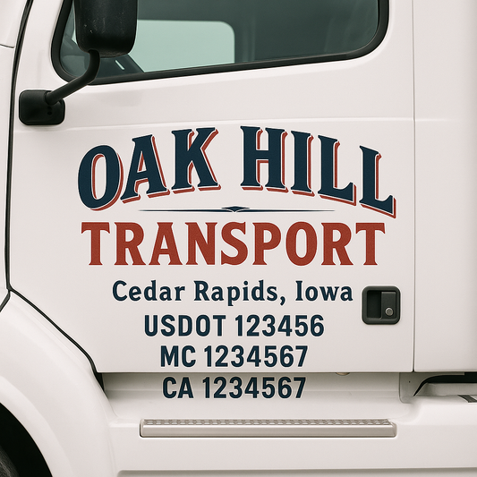 Custom Truck Door Decal Sticker Signs | Trucking or Business Name with City, USDOT, MC, CA Lettering Truck Signs