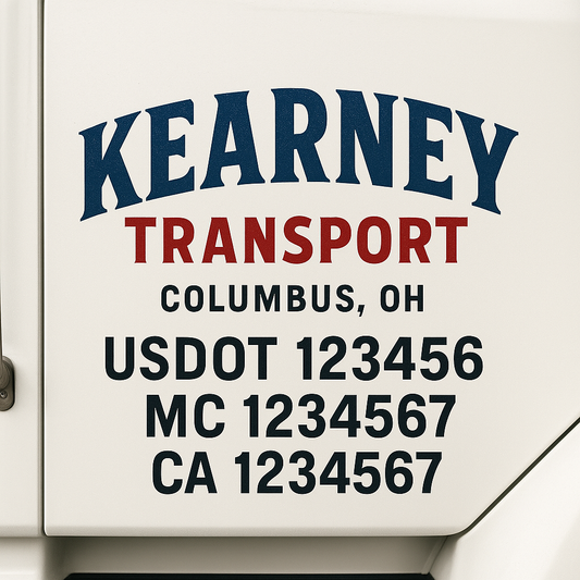 Custom Truck Door Decal Sticker Signs | Trucking or Business Name with City, USDOT, MC, CA Lettering Truck Signs