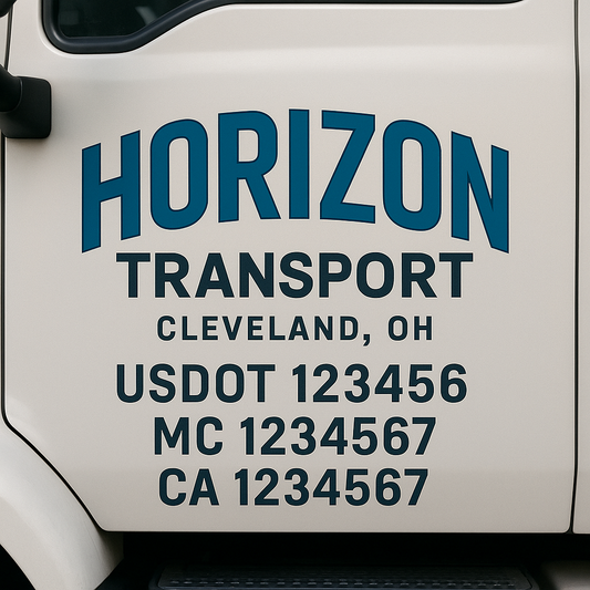 Custom Truck Door Decal Sticker Signs | Trucking or Business Name with City, USDOT, MC, CA Lettering Truck Signs