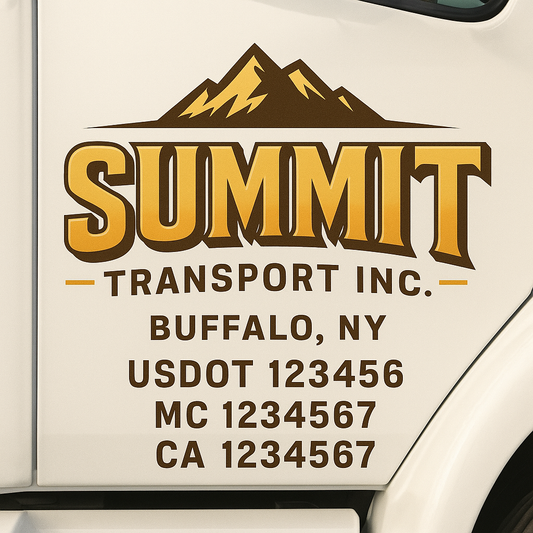 Custom Truck Door Decal Sticker Signs | Trucking or Business Name with City, USDOT, MC, CA Lettering Truck Signs