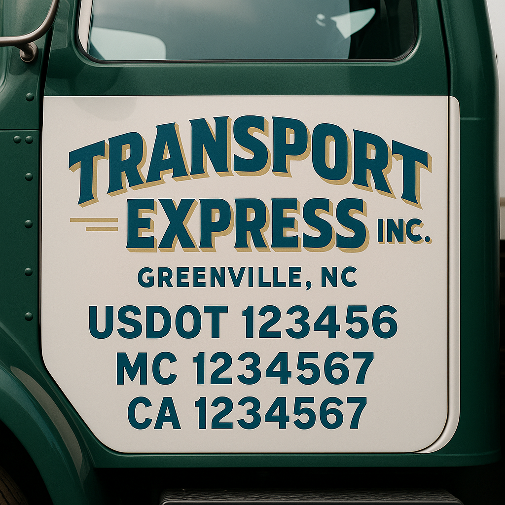 Custom Truck Door Decal Sticker Signs | Trucking or Business Name with City, USDOT, MC, CA Lettering Truck Signs