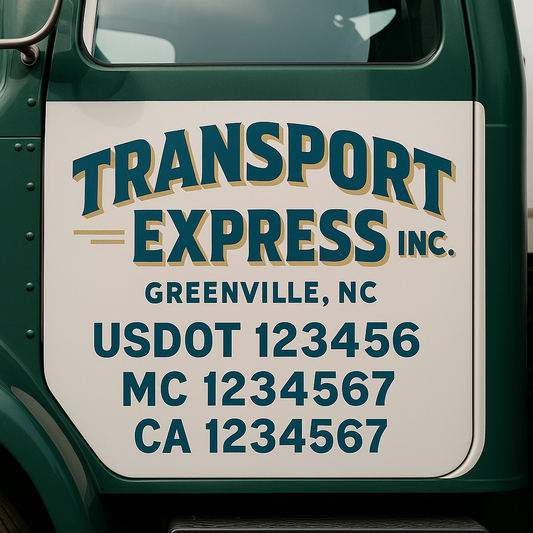 Custom Truck Door Decal Sticker Signs | Trucking or Business Name with City, USDOT, MC, CA Lettering Truck Signs