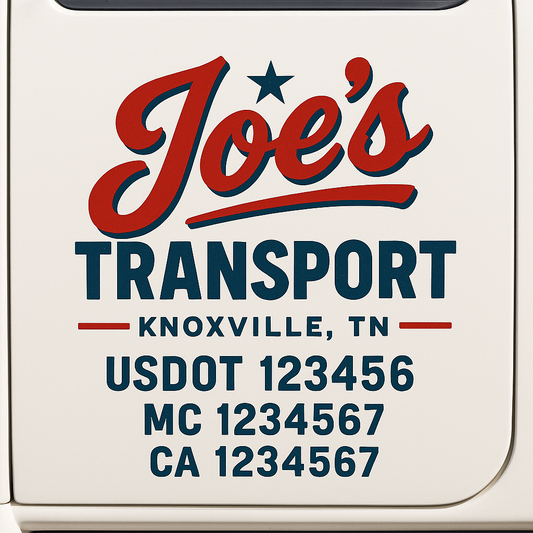 Custom Truck Door Decal Sticker Signs | Trucking or Business Name with City, USDOT, MC, CA Lettering Truck Signs