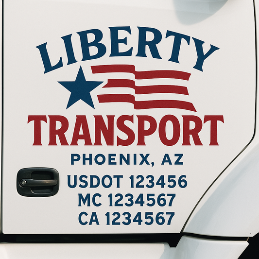 Custom Truck Door Decal Sticker Signs | Trucking or Business Name with City, USDOT, MC, CA Lettering Truck Signs