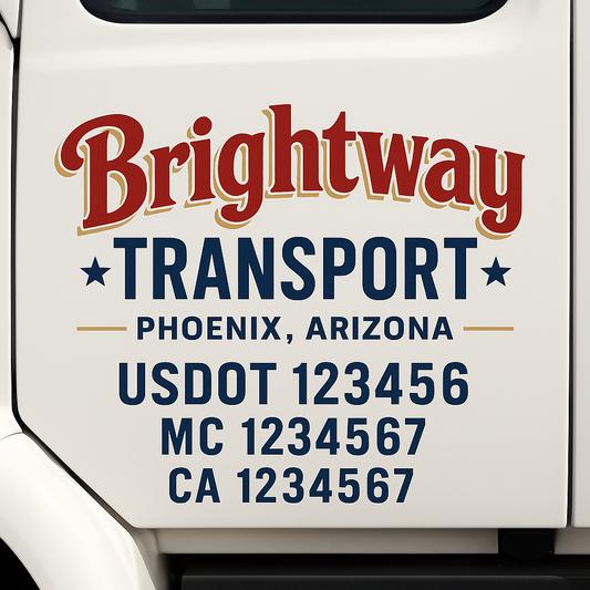 Custom Truck Door Decal Sticker Signs | Trucking or Business Name with City, USDOT, MC, CA Lettering Truck Signs