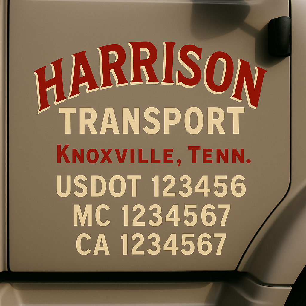 Custom Truck Door Decal Sticker Signs | Trucking or Business Name with City, USDOT, MC, CA Lettering Truck Signs