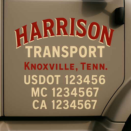 Custom Truck Door Decal Sticker Signs | Trucking or Business Name with City, USDOT, MC, CA Lettering Truck Signs