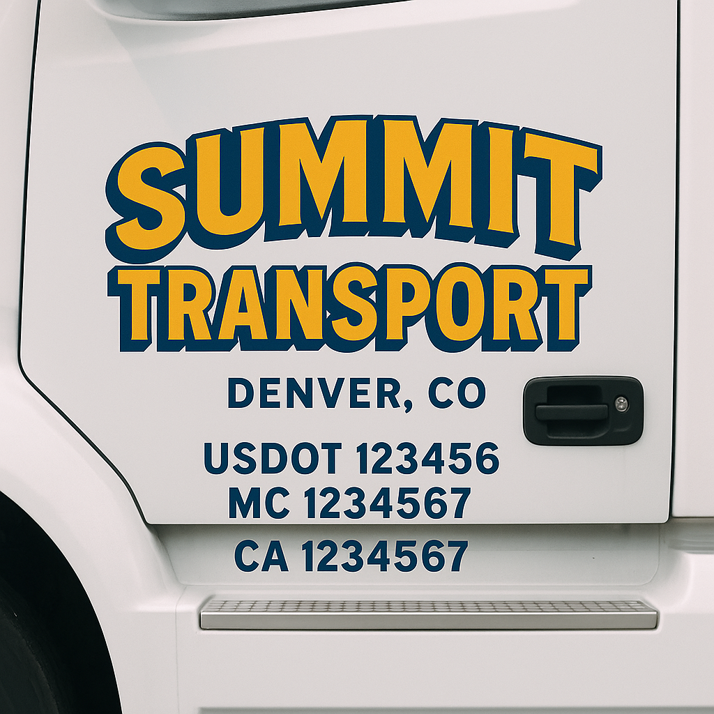Custom Truck Door Decal Sticker Signs | Trucking or Business Name with City, USDOT, MC, CA Lettering Truck Signs