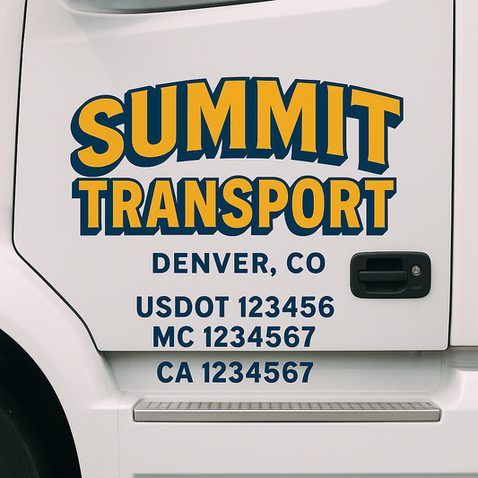Custom Truck Door Decal Sticker Signs | Trucking or Business Name with City, USDOT, MC, CA Lettering Truck Signs