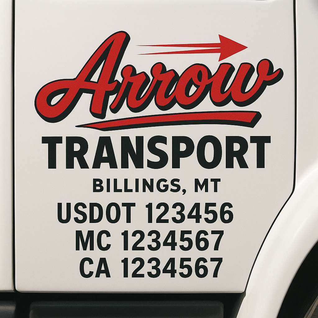 Custom Truck Door Decal Sticker Signs | Trucking or Business Name with City, USDOT, MC, CA Lettering Truck Signs