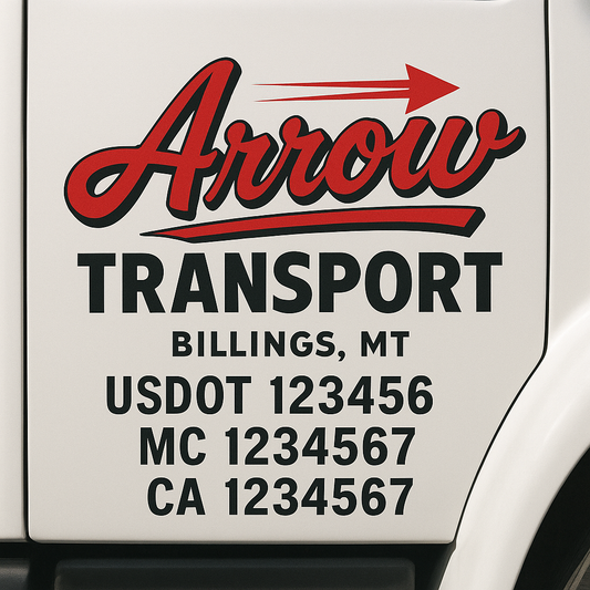 Custom Truck Door Decal Sticker Signs | Trucking or Business Name with City, USDOT, MC, CA Lettering Truck Signs