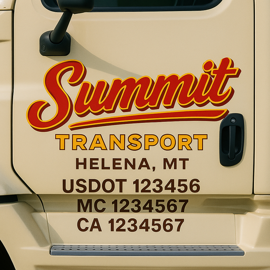 Custom Truck Door Decal Sticker Signs | Trucking or Business Name with City, USDOT, MC, CA Lettering Truck Signs