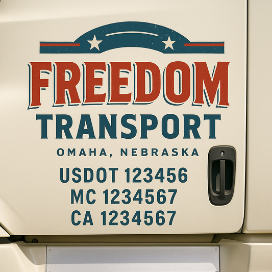 Custom Truck Door Decal Sticker Signs | Trucking or Business Name with City, USDOT, MC, CA Lettering Truck Signs